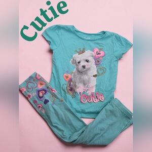 *0942 cutie princess puppy 2pc outfit set Girls 4T